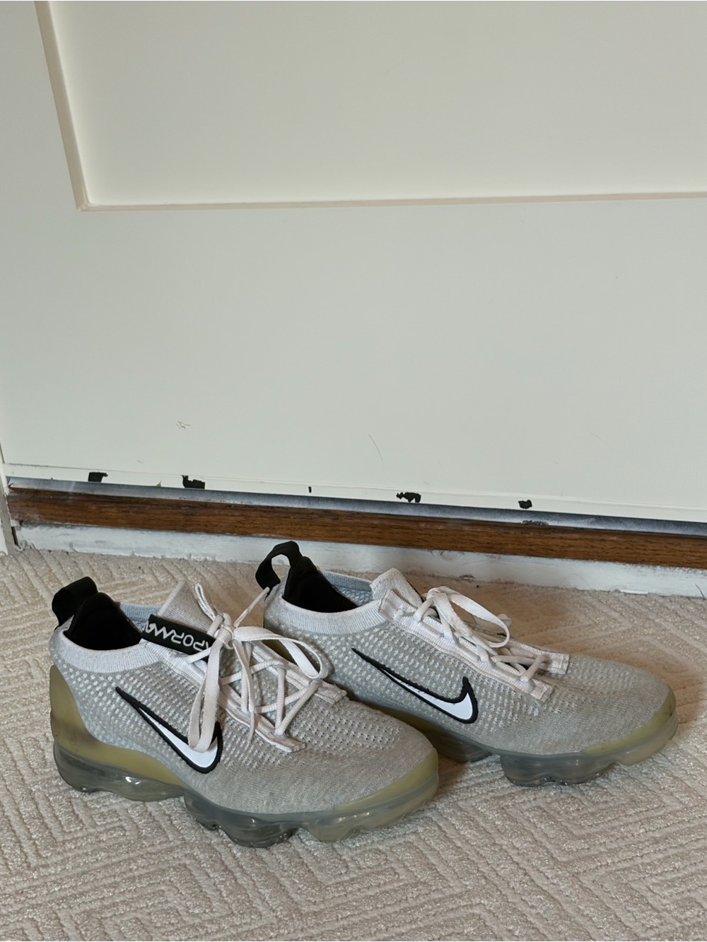 Nike VaporMax Flyknit Sneakers in Light Gray and Black
